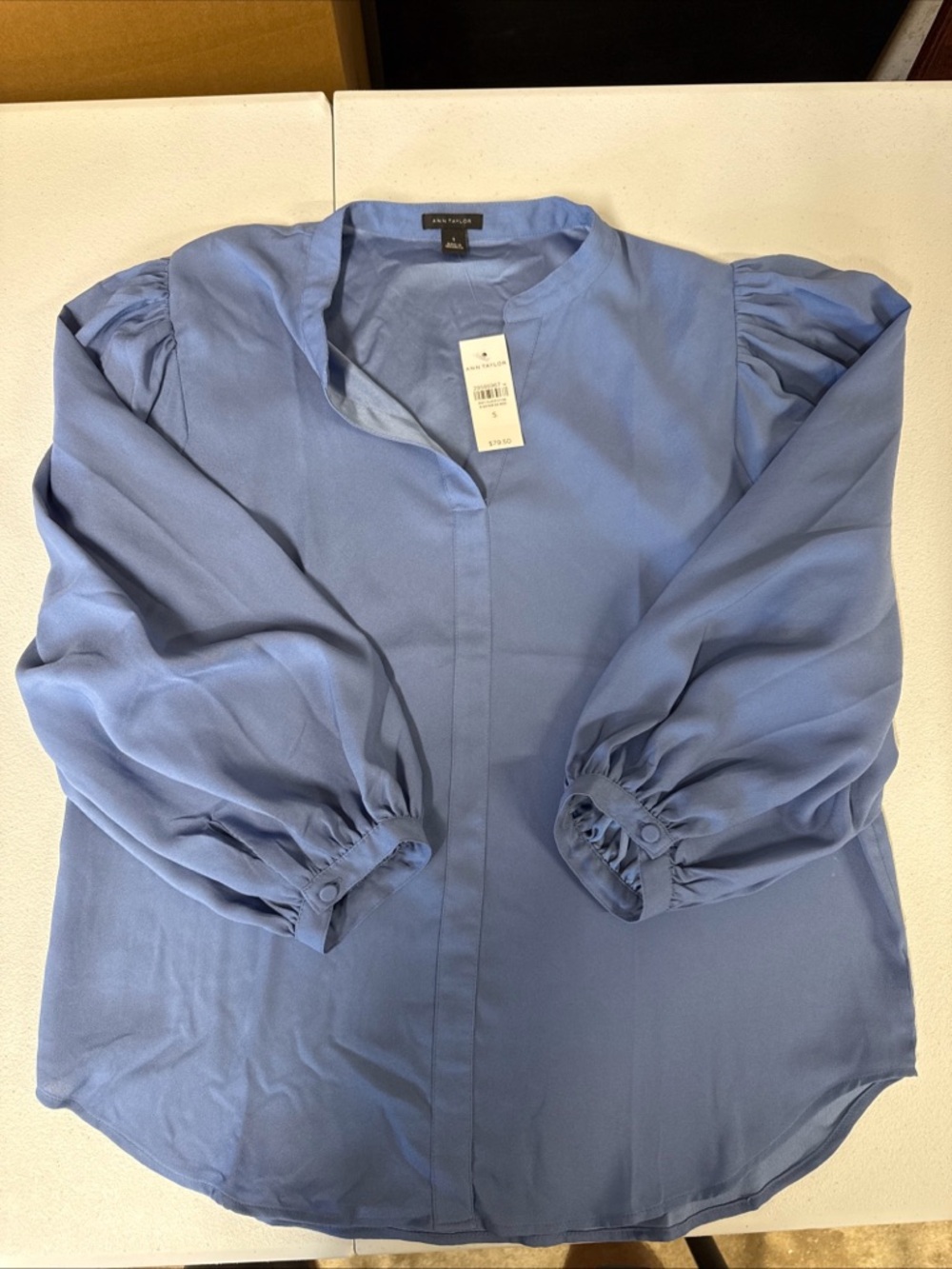Ann Taylor Sky Blue Balloon Sleeve Blouse